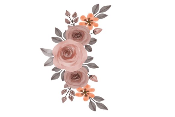 Arrangement of Peach Rose Watercolor Illustrations
