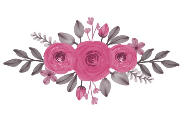 Arrangement of Pink Roses Watercolor