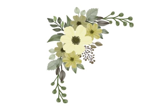 Arrangement of Yellow Floral Watercolor Illustrations