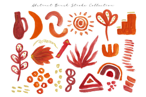 Boho Brush Stroke Gouache Watercolor Illustrations