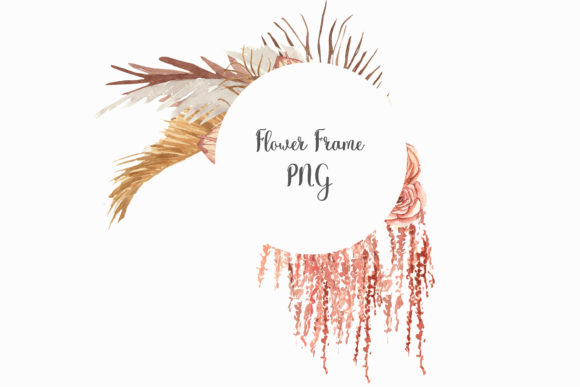 Boho Style Watercolor Frame and Illustrations