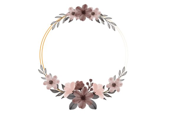 Brown Floral Watercolor Frame for Illustrations