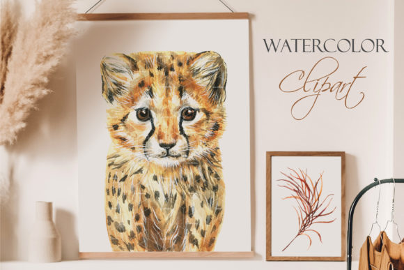 Cheetah Clipart Watercolor Safari Animal Illustrations