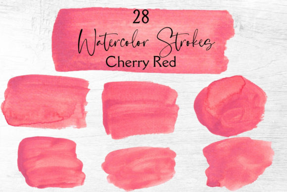 Cherry Red Watercolor Splotches Illustrations