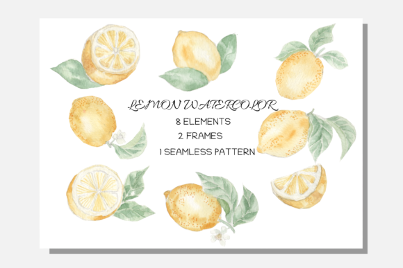 DIgital Clipart Watercolor Lemon Illustrations