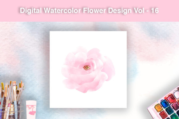 Digital Watercolor Flower Design for Illustrations