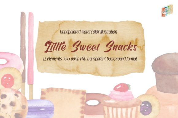 Little Sweet Snacks Watercolor Elements and Illustrations