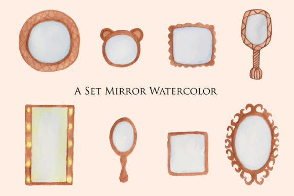 Mirror Watercolor Illustration and Illustrations