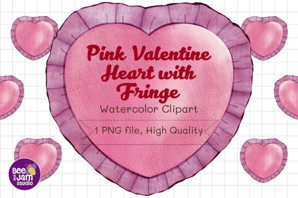 Pink Valentine Heart Watercolor Illustrations
