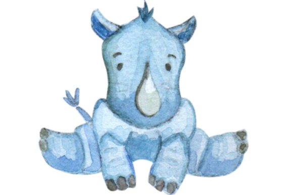 Rhinoceros Animal Watercolor Woodland