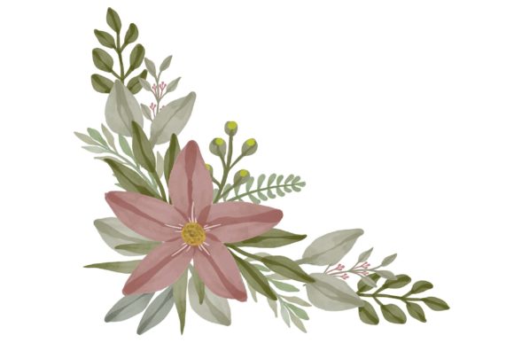 Set of Dusty Pink Watercolor Floral Illustrations