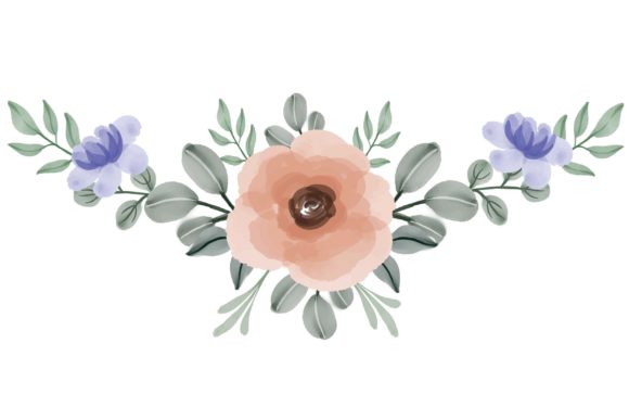 Set of Purple Watercolor Floral Illustrations