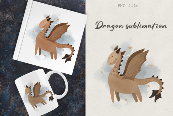 Watercolor Boho Dragon Sublimation PNG