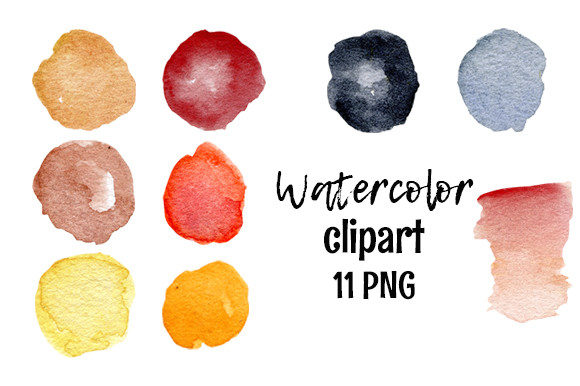 Watercolor Circles Clipart, Illustrations
