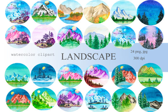 Watercolor Clipart Mountains, Adventure Illustrations