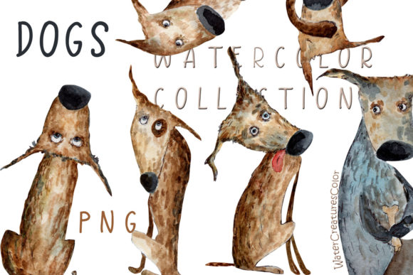 Watercolor Collection of Dogs Illustrations
