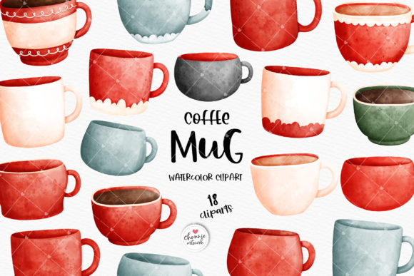 Watercolor Cup Clipart, Mug Clipart Illustrations