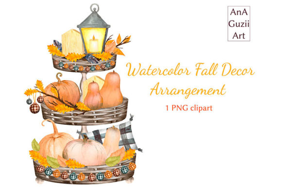 Watercolor Fall Decor Clipart Pumpkins and Illustrations