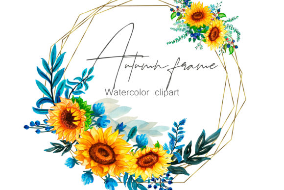 Watercolor Floral Clipart Frame and Illustrations