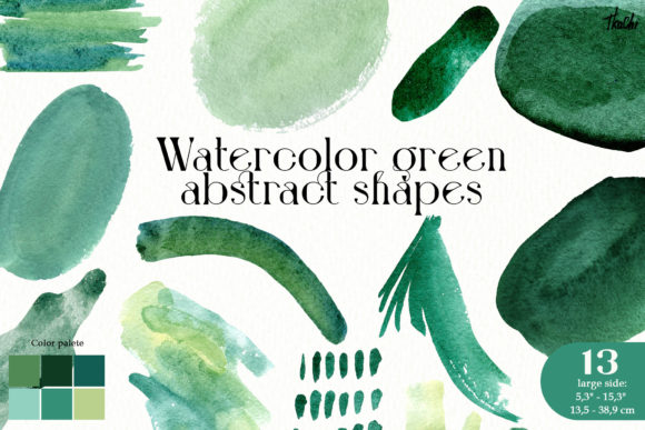 Watercolor Green Shape, Illustrations