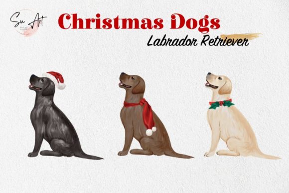 Watercolor Labrador Retriever Dogs Illustrations