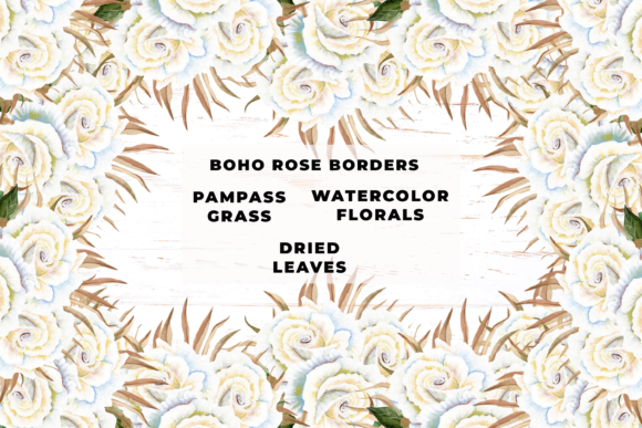 Watercolor Pampas Grass Borders Illustrations