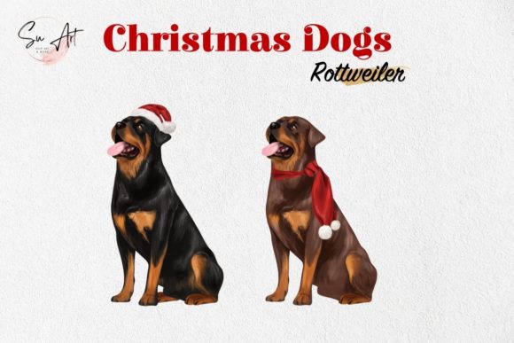 Watercolor Rottweiler Dog Breed Illustrations