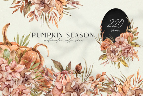 Watercolor Thanksgiving Clipart Set and Illustrations